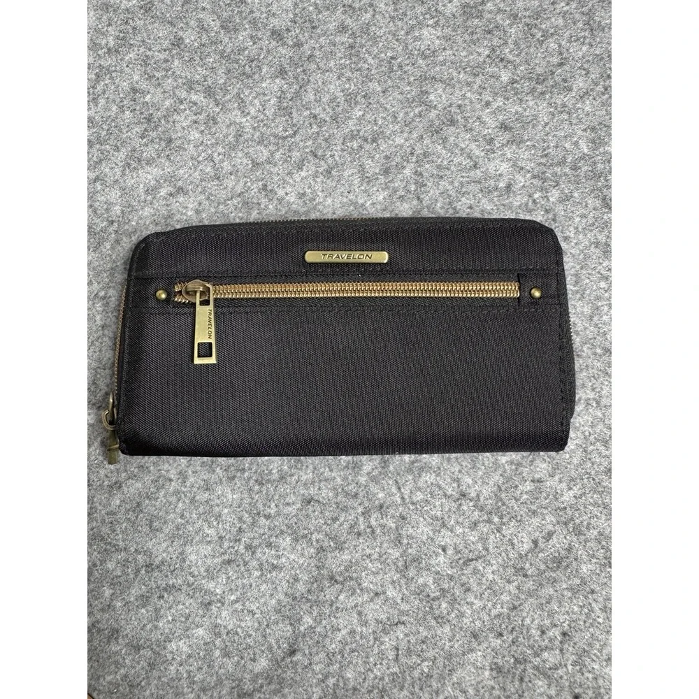 Travelon Wallet Black Travel Nylon Zip RFID Blocking‎
